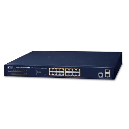 PLANET GS-4210-16P2S nätverksswitch, hanterad L2/L4, Gigabit Ethernet (10/100/1000), PoE