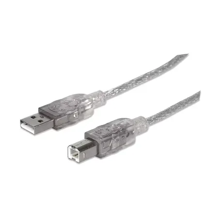 Manhattan 345408 USB-kabel USB 2.0, A till B, 5 m, silver