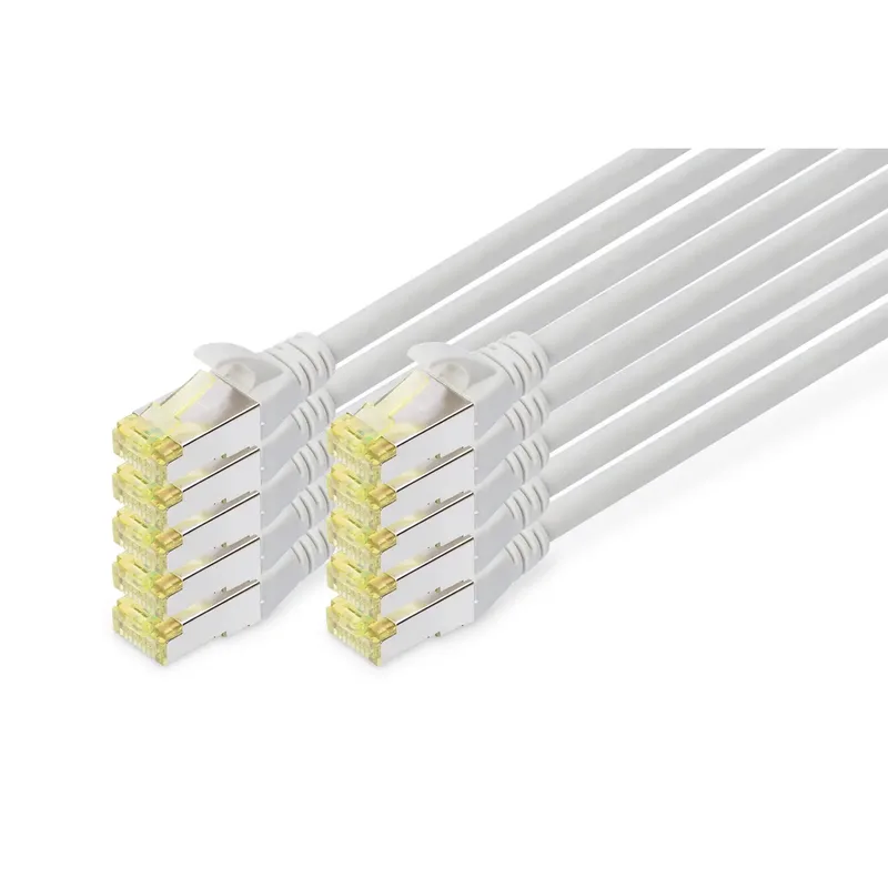 Digitus DK-1644-A-005-10 RJ45 Nätverkkabel, Patchkabel CAT 6A S/FTP 0.50 m Grå 10 st