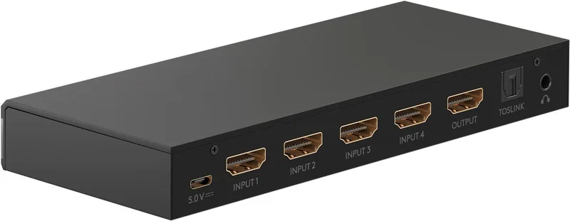 HDMI™-omkopplare 4 till 1 med ljudutgång