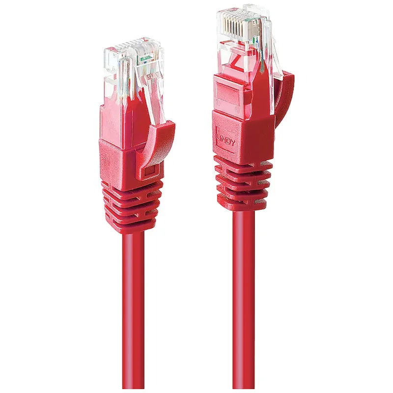 LINDY 48033 RJ45 Nätverkkabel, Patchkabel CAT 6 U/UTP 2.00 m Röd 1 st