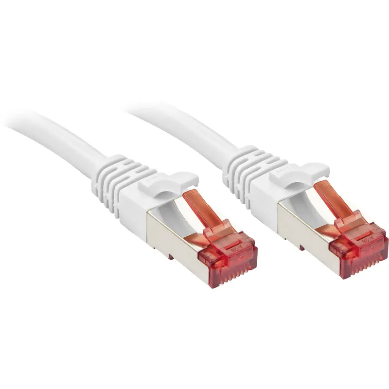 LINDY 47801 RJ45 Nätverkkabel, Patchkabel CAT 6 S/FTP 30.00 m Vit med låsskydd 1 st