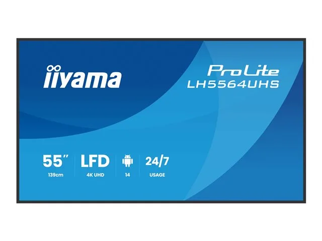 iiyama Prolite LH5564UHS-B1AG 55 tum 55 tum digital skyltskärm VA LED-panel 4K UHD HDMI USB-C USB 2.0 RS-232c RJ45 Andro