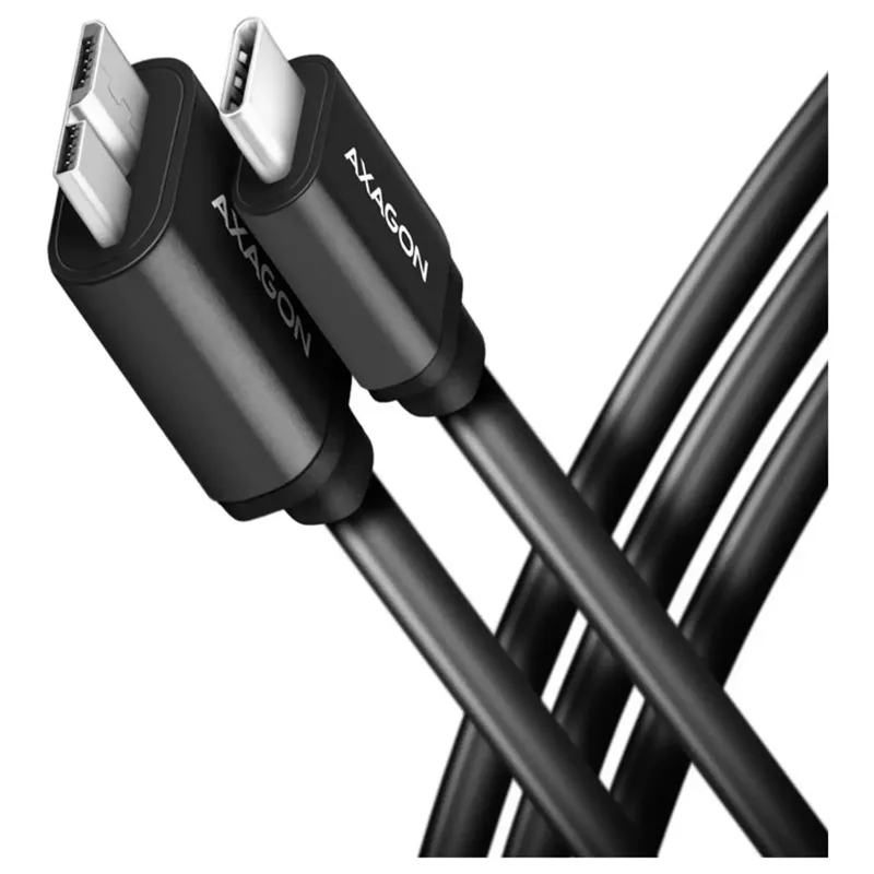 Axagon BUMM3-CM10AB USB-kabel USB 3.2 Gen 1, 1 m, Micro-USB B till USB-C, svart