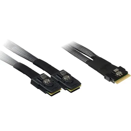 Inter-Tech SFF 8654-8x till 2 x SFF 8087 SAS-kabel, 0,75 m