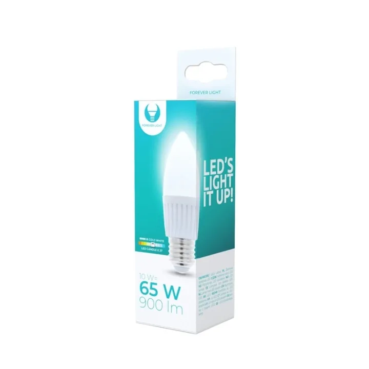 Forever Light LED-lampa E27, C37, 10 W, 6000K, kallvit