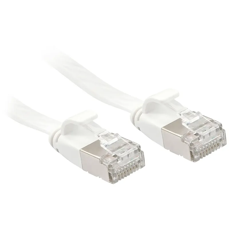 LINDY 47545 RJ45 Nätverkkabel, Patchkabel CAT 6A U/FTP 10.00 m Vit Platt 1 st