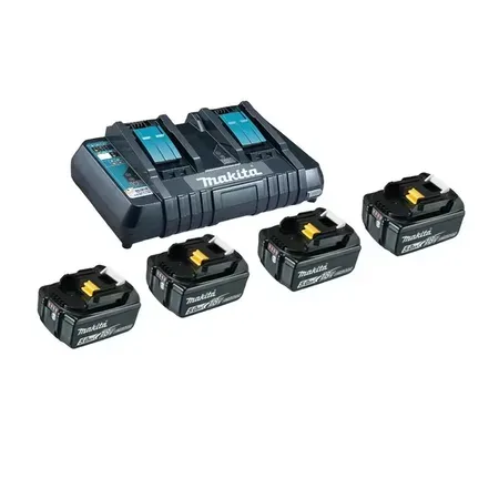 Makita batteriladdare med 4 batterier, BL 1850B + DC18RD, 18 V 5 Ah