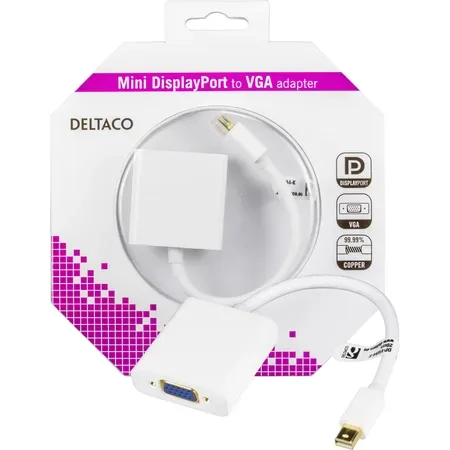 DELTACO DP-VGA4-K adapter Mini DisplayPort till VGA