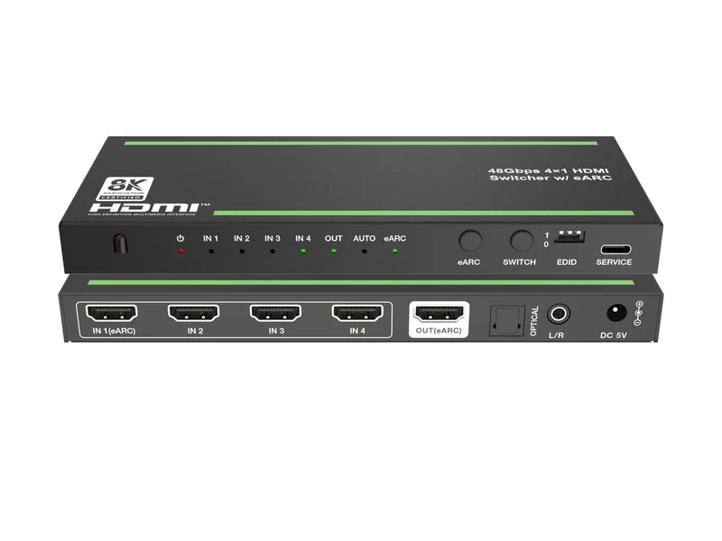 NÖRDIC 8K HDMI 2.1 eARC/ARC Switch och Extractor 4 till 1