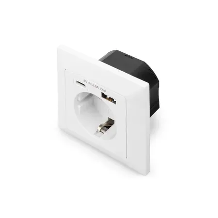 Digitus DA-70615 grenuttag med 2 USB-uttag, vit