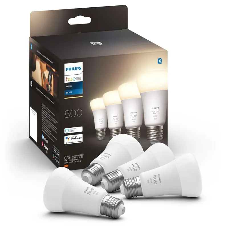 Philips Hue - White E27 A60 800lm 4-pack - 929001821625
