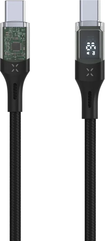 FIXED LED Laddningsdisplay USB-C/C 100W kabel 1.2m Svart
