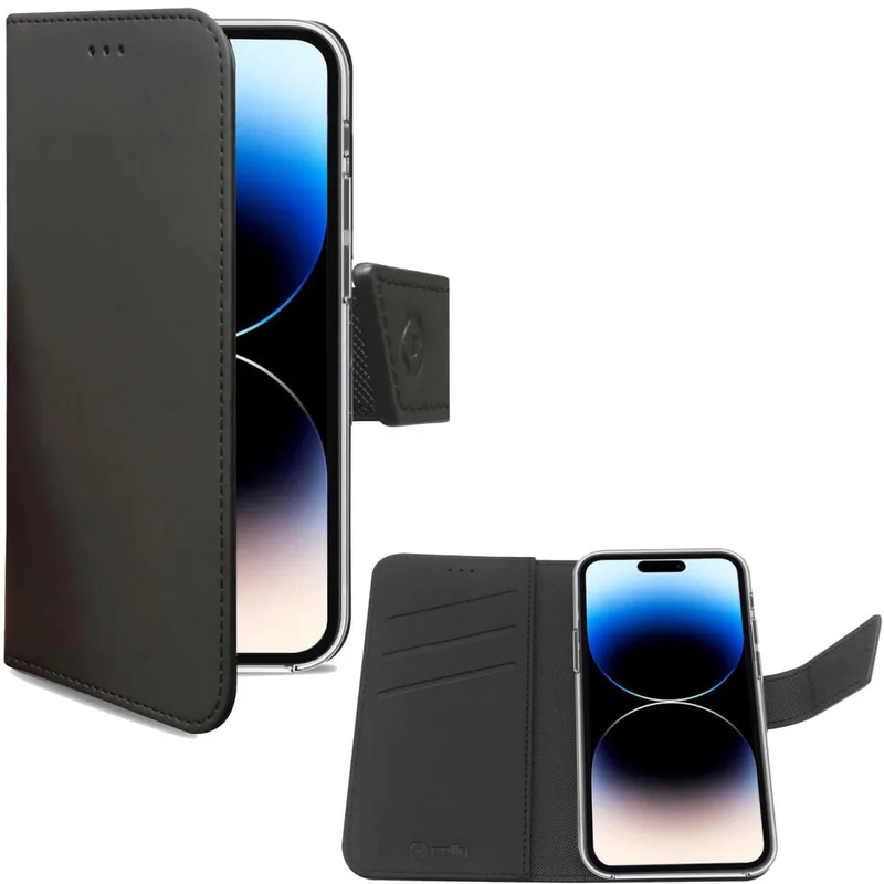 Celly: Wallet Case iPhone 14 Pro Svart