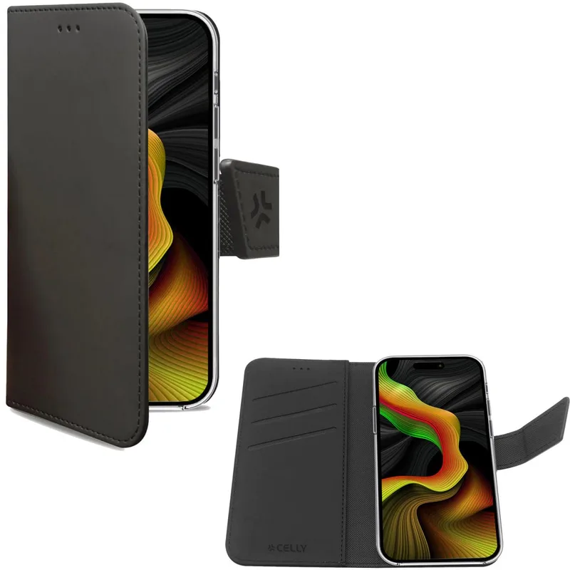 Celly: Wally Wallet Case iPhone 15 Pro Max Svart
