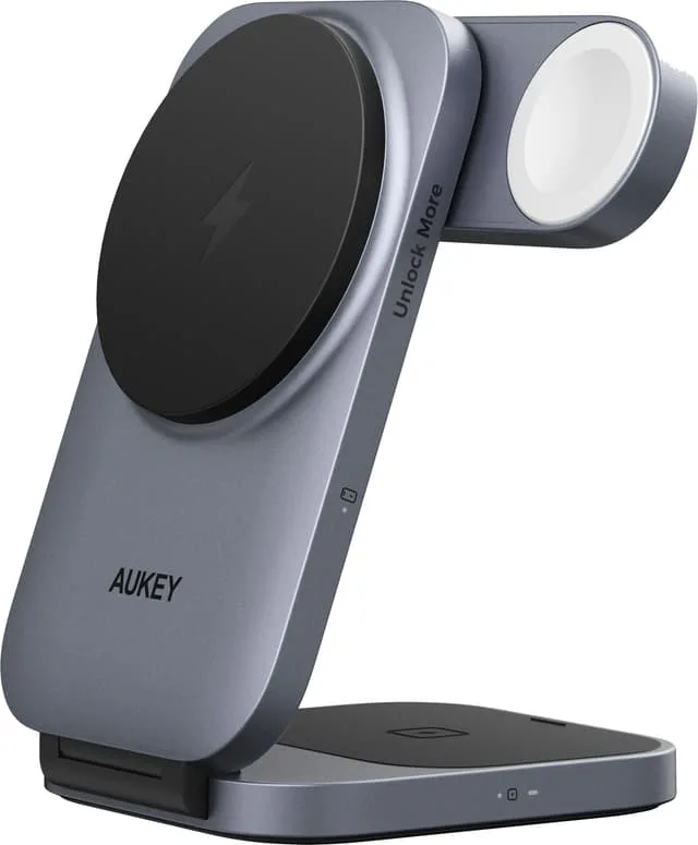 Aukey 3-i-1 hopfällbar trådlös laddare