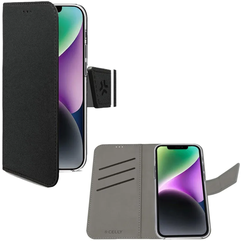 Celly: Wally Wallet Case iPhone 17e / 16e Svart