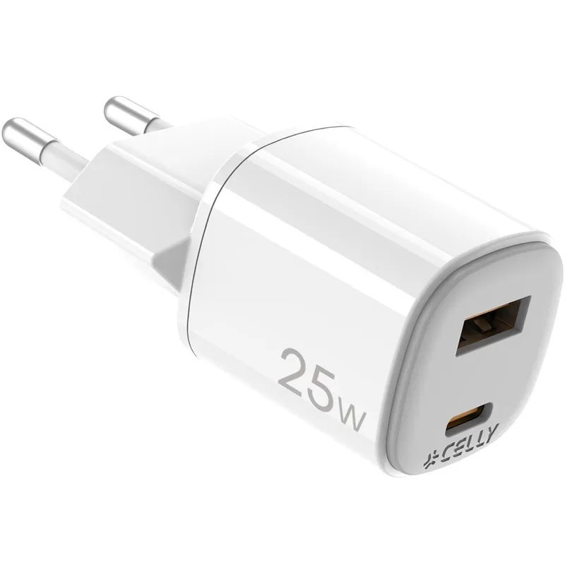 Celly: Laddare 25W PD/QC Vit