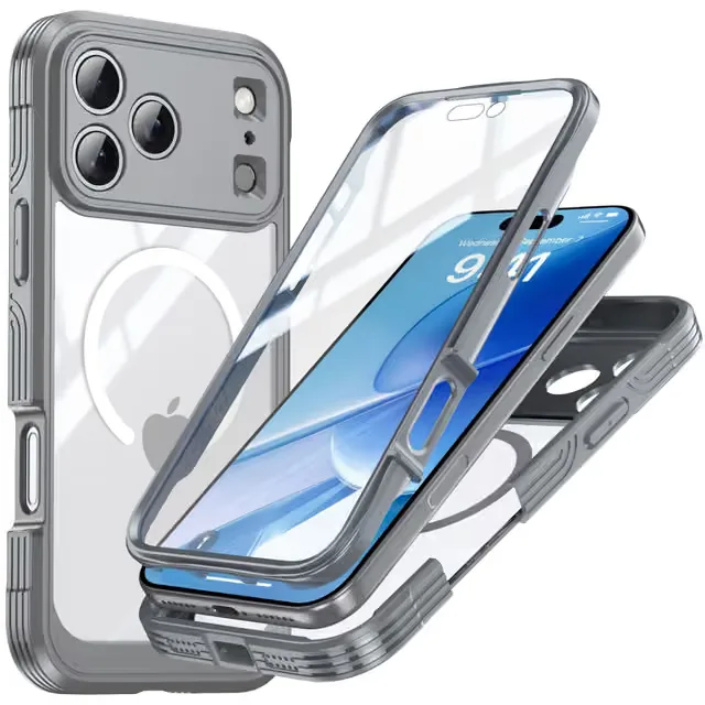 9H Härdat Glas Stöttåligt Skal för iPhone 17 Pro med Magnetisk Laddning
