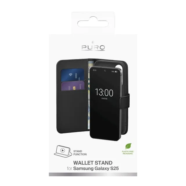 PURO Samsung Galaxy S25 plånboksskal med 2 kortplatser