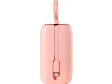 Joyroom powerbank 10000mAh Colorful Series 22.5W med 2 inbyggda USB C- och Lightning-kablar rosa (JR-L012)