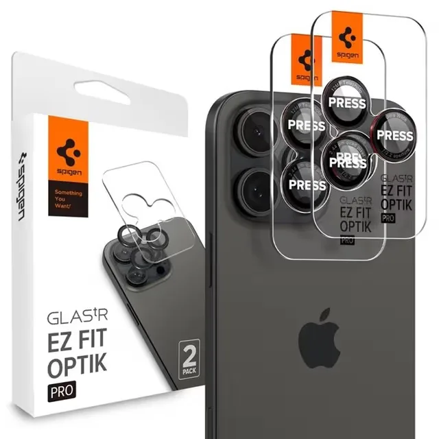 Spigen [2-Pack] iPhone 17 Pro Max/17 Pro Linsskydd Härdat glas EZ FIT