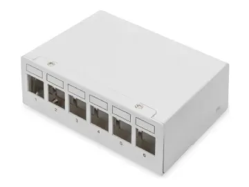 DIGITUS - Patch-panel - modular - väggmontering, bord - skärmad - RJ-45 X 6 - ljusgrå, RAL 7035 - 1U - 10"