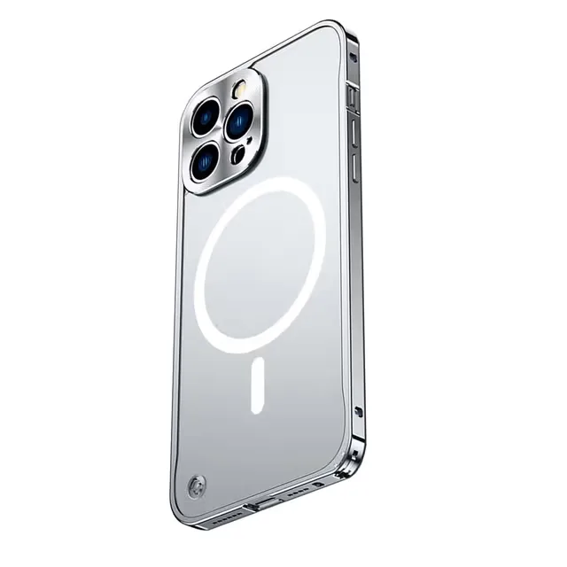 Elegant Silver Magnetisk Aluminiumram Fodral Kompatibel med iPhone 17