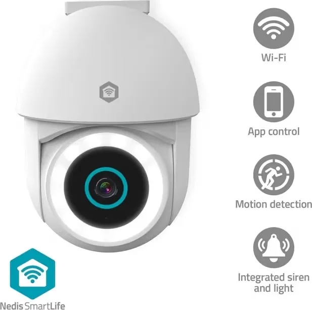 Nedis WIFICO22CWT IP-säkerhetskamera, utomhus, trådlös, vit