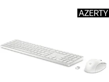 HP 650 trådlöst tangentbord och mus kombinerat, Fullstor (100 %), Trådlös, RF Trådlös, Membrantangentbrytare, Vit, Mus inkluderad