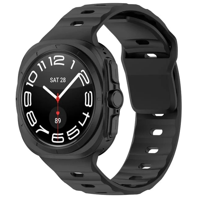 Samsung Watch Ultra 47 mm fyrkantigt spänne silikon klockarmband Svart