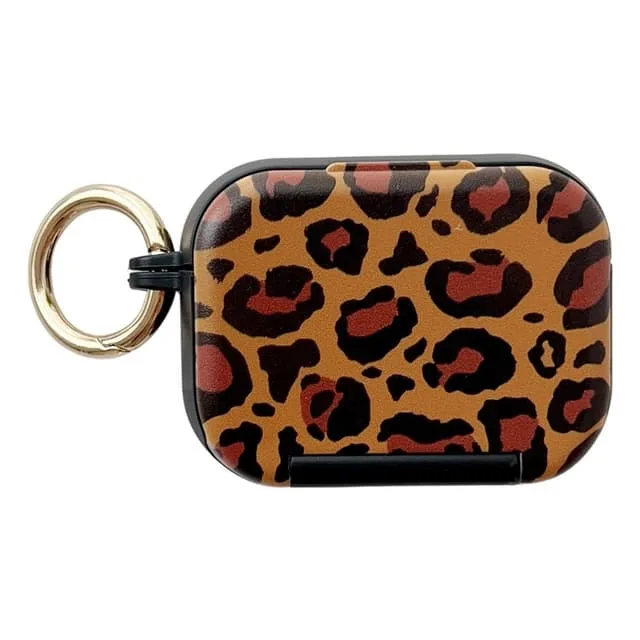 SKALO Leopard Fodral med Sminkspegel/Ställ för AirPods Pro 3