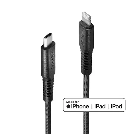 Lindy 31288 Lightning-kabel till USB-C, 3 m, svart
