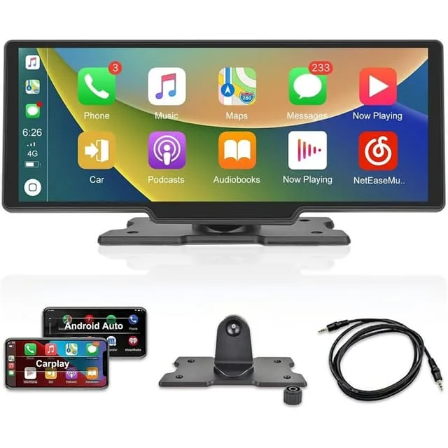 MTK Trådlös CarPlay-skärm 10,3"" HD-pekskärm Bilradio CarPlay/Android