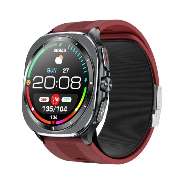 Avancerad Smartwatch för Hälsoövervakning med EKG och Blodtrycksmätning Red