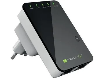 Techly I-WL-REPEATER2 trådløs router Hurtigt ethernet Sort, Hvid