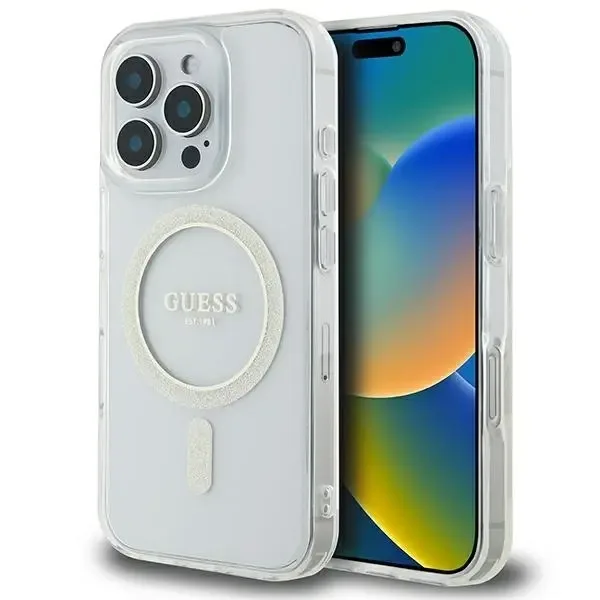 Guess iPhone 16 Pro Max Mobilskal MagSafe IML Glitter Circle