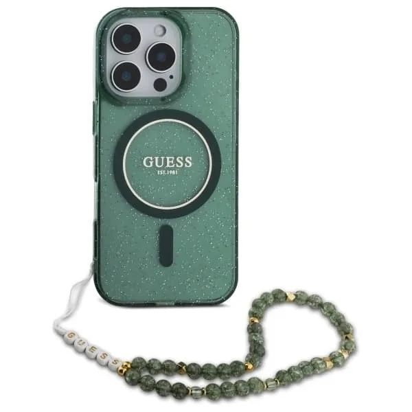 Guess iPhone 16 Pro Max Mobilskal MagSafe IML Glitter Med Strap