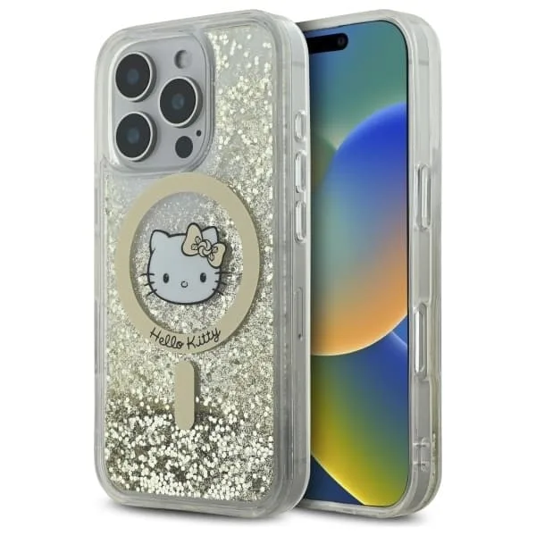 Hello Kitty iPhone 16 Pro Max Mobilskal MagSafe Liquid Glitter