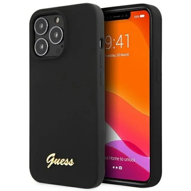Guess Mobilskal till iPhone 13 Pro Max Script Gold Logo
