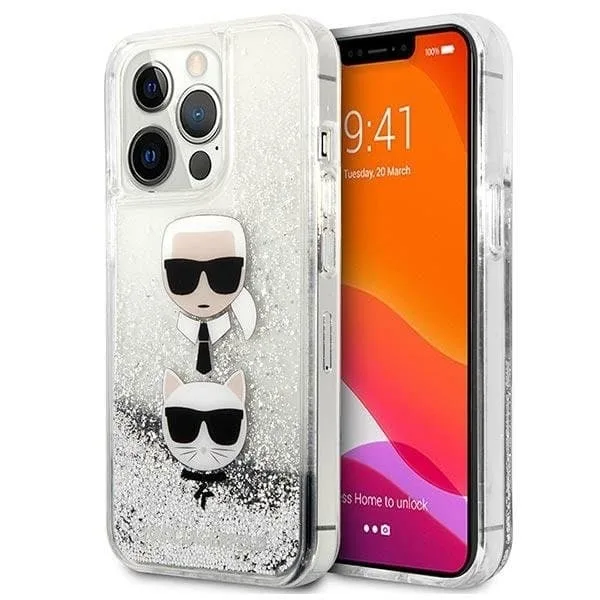 Karl Lagerfeld Glitter Karl & Choupette Head Skal iPhone 13 Pro Max
