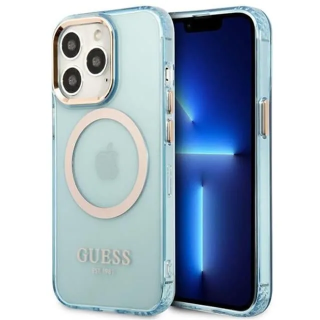 Guess iPhone 13 Pro Skal MagSafe Gold Outline Translucent