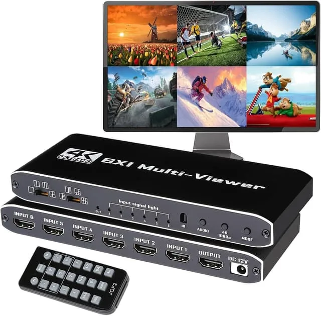 Nördic HDMI-multiviewer 6-in-1-ut, 1080p, sömlös switch