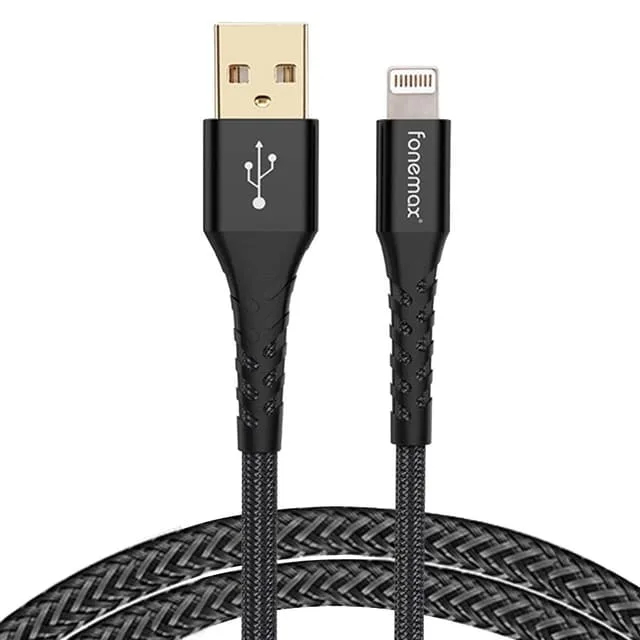 FONEMAX MFi-certifierad 2 m USB till Lightning-datakabel 3A snabbladdning