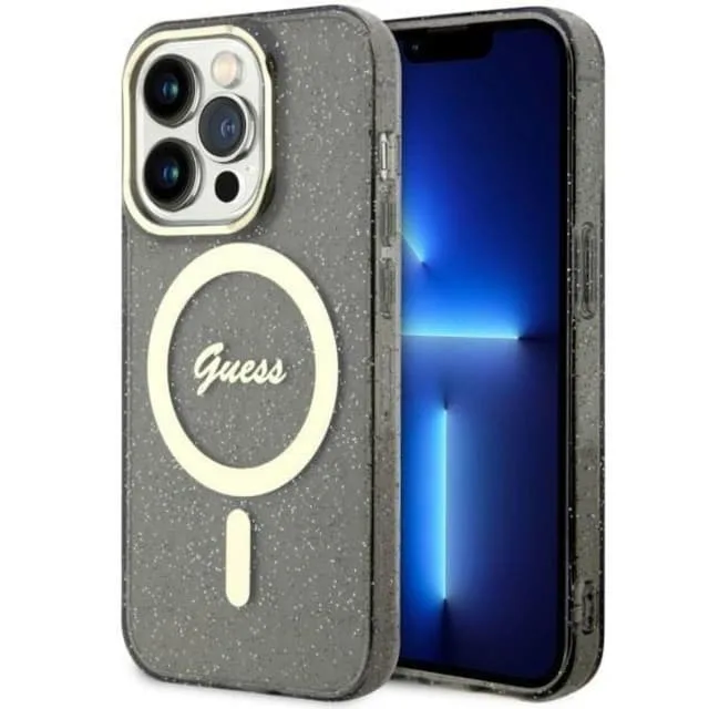 Guess Mobilskal till iPhone 14 Pro Max MagSafe Glitter Guld