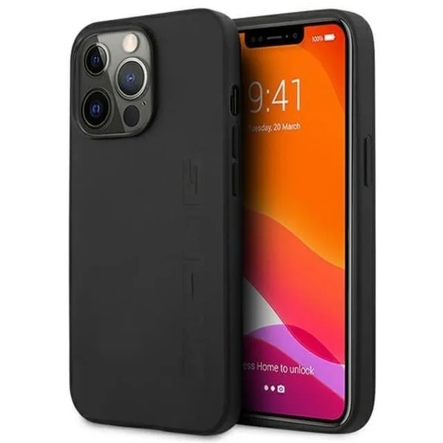 Mercedes AMG iPhone 14 Pro Skal Läder Hot Stamped