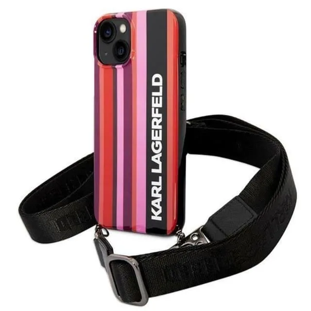 Karl Lagerfeld iPhone 14 Skal med halsband Stripes Strap