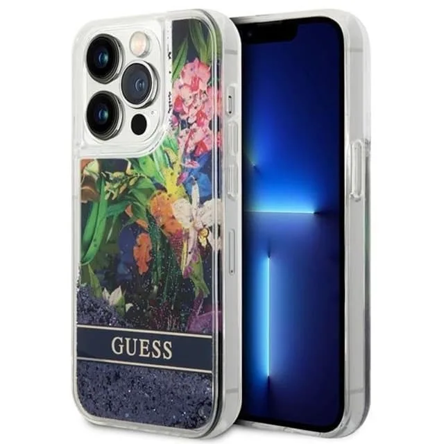 Guess iPhone 14 Pro Max Skal Flower Liquid Glitter