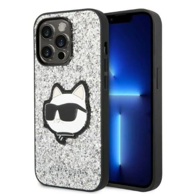 Karl Lagerfeld iPhone 14 Pro Skal Glitter Choupette Patch