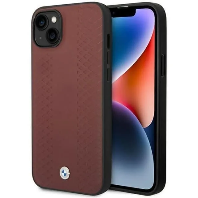 BMW Mobilskal till iPhone 14 Läder Diamond Pattern